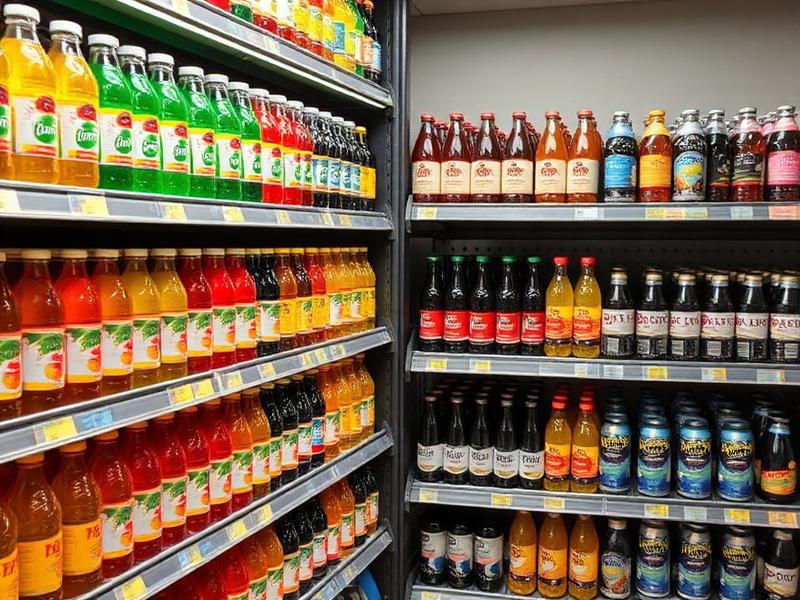 Retail shelves stocked with beverages